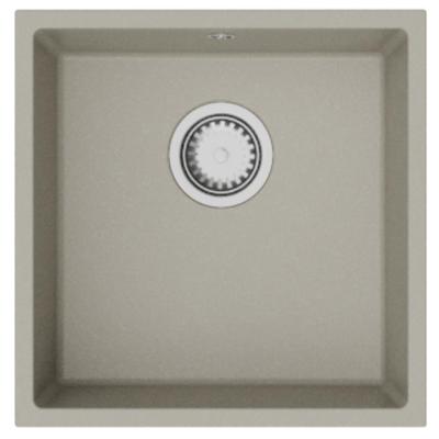 GraniteMy Universal granieten taupe spoelbak 40x40 cm opbouw, onderbouw en vlakbouw met rvs plug 1208967211