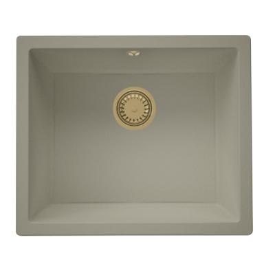 GraniteMy Universal granieten taupe spoelbak 50x40 cm opbouw onderbouw en vlakbouw met gout plug 1208967226